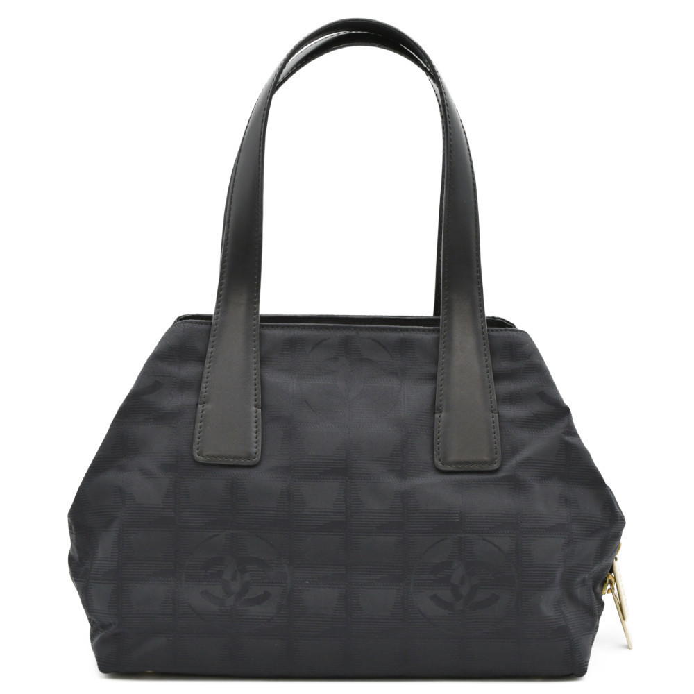 Chanel Bag Nylon Tote Travel Black Handbag Leather Line
